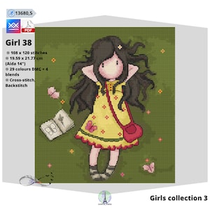 Doll cross stitch pattern, Girl 38 Cross stitch pattern, DIY cross stitch, Cross stitch chart, Digital pattern, Instant download PDF
