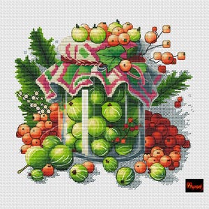 Christmas cross stitch pattern, Jar 1, Christmas jar collection, Gingerbread cross-stitch pattern, Instant Download PDF