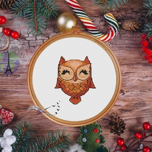 Cross stitch pattern &quot;Bauble 57&quot;, Instant Download PDF, printable PDF pattern, Digital pattern PDF, owl ornament, christmas tree ornament