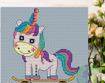 Cross stitch pattern "A unicorn", Xstitch Chart, Instant Download, Needlepoint, Simple&Easy Pattern, cross stitch PDF