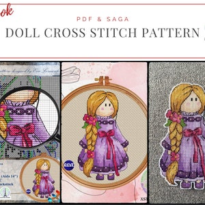 Doll cross stitch pattern, Cross stitch pattern, DIY cross stitch, Cross stitch tutorial, doll xstitch chart