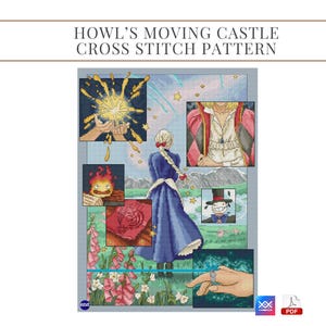 Kruissteekpatroon, Howl's Moving Castle, borduurpatroon, kruissteektabel, geteld kruissteekpatroon in pdf-formaat