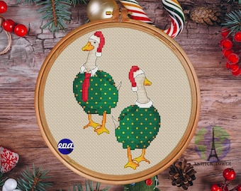 Christmas Cross Stitch Pattern, Bauble 127, duck crossstitch pattern,  Instant Download PDF, Christmas Tree decoration, xstitch ornament