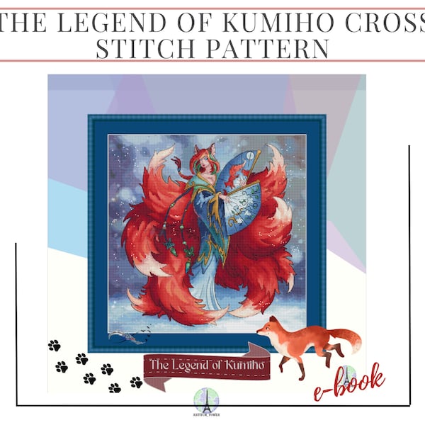 The Legend of Kumiho cross stitch pattern, Embroidery cross stitch pattern, Cross stitch chart, Counted cross stitch pattern in PDF format