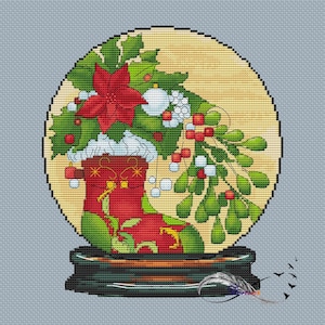 Christmas cross stitch pattern, Christmas crystal ball 9, glass ball cross-stitch pattern, Instant Download PDF, Christmas Tree decoration