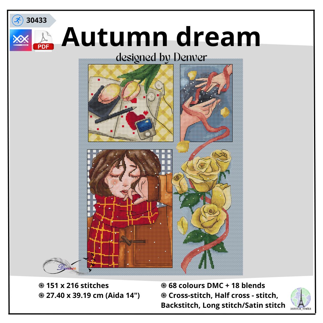 Digital Cross Stitch Pattern "autumn Dream" -instant Download PDF and ...
