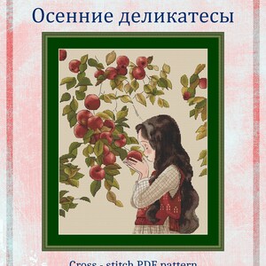 Doll cross stitch pattern, Autumn delicacies, Girl Cross stitch pattern, Cross stitch chart, Digital pattern, Instant download PDF
