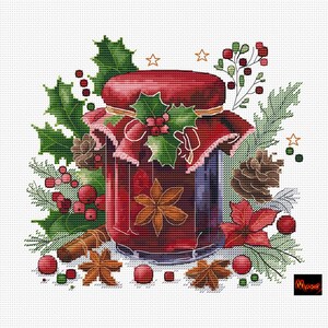 Christmas cross stitch pattern, Jar 2, Christmas jar collection, Gingerbread cross-stitch pattern, Instant Download PDF