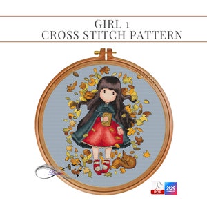 Doll cross stitch pattern, Girl 1 Cross stitch pattern, DIY cross stitch, Cross stitch chart, Digital pattern, Instant download PDF