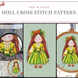 Doll cross stitch pattern, Cross stitch pattern, DIY cross stitch, Cross stitch tutorial, doll xstitch chart