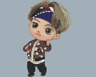 May include: A cartoon illustration of a young person with brown hair wearing a blue and red bandana, a black and white patterned jacket, and black pants. The person is looking to the side and has a hand near their ear.