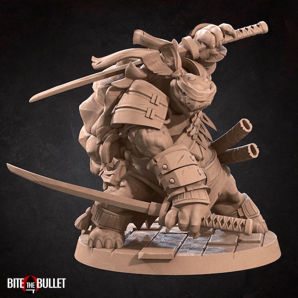 Tortle Katana Ninja | Bite The Bullet | Tabletop RPG | DnD | Pathfinder | 3D Printed Miniatures