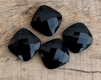 Black Onyx Cushion Cabochon: Checkerboard Gemstone for Jewelry Making