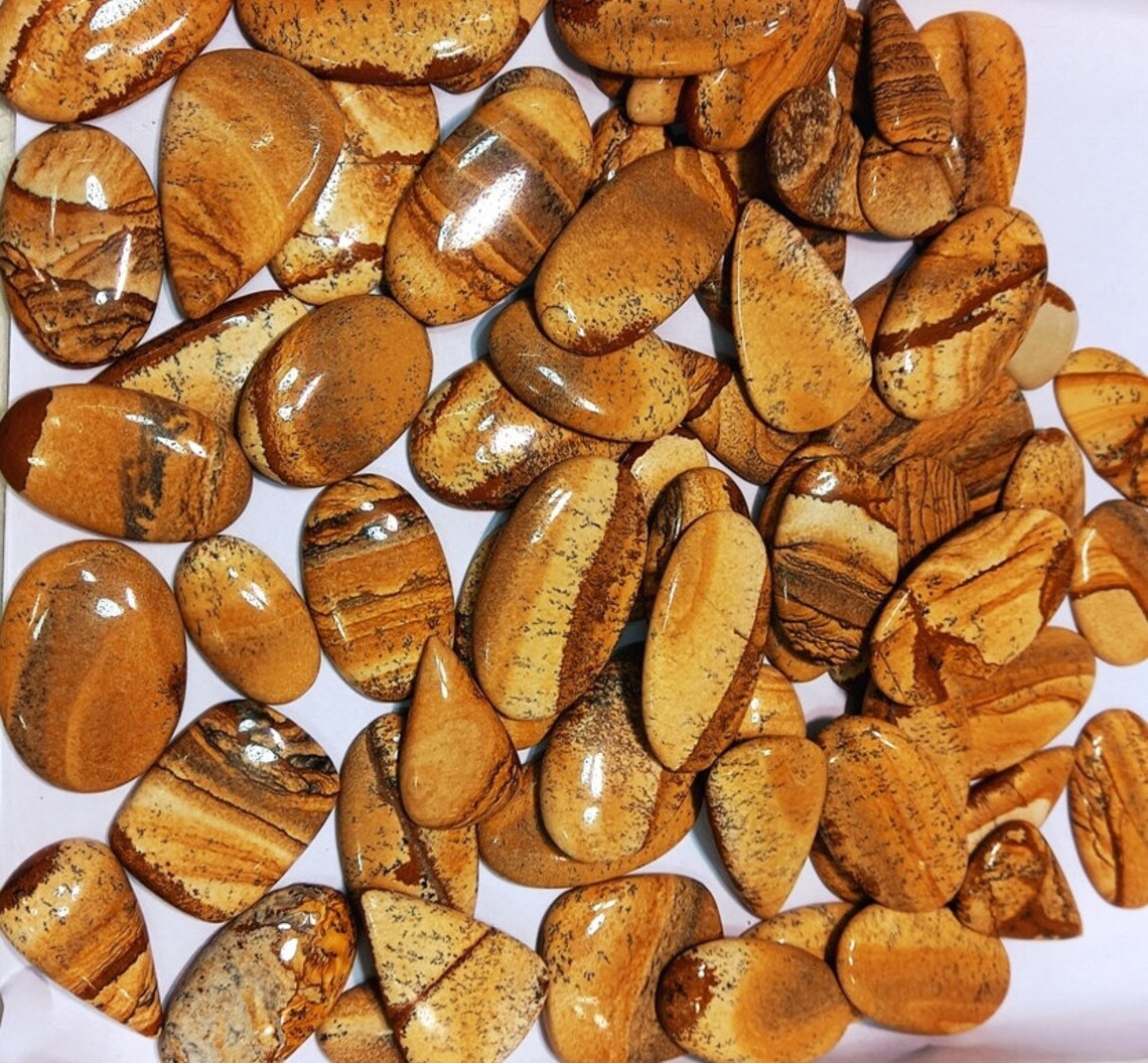 Natural Picture Jasper CabochonHand Polish jasper Etsy