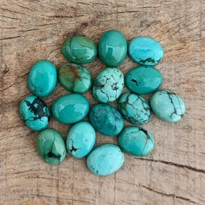 Natural Tibetan Turquoise Oval Fancy Shape Cabochons Flat Back Smooth Loose Gemstones For Making Handmade Jewelry 5x9mm 6x8mm 7x9mm 8x10mm