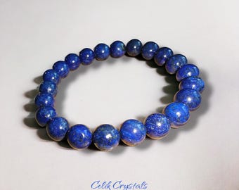 Genuine AAA Lapis Lazuli Stretch Bracelet | Third Eye Chakra Healing Jewelry for Men & Women