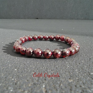 Red Garnet Bracelet 8mm Natural Crystal Beaded Stretch Healing Gemstone Jewelry for Love Protection