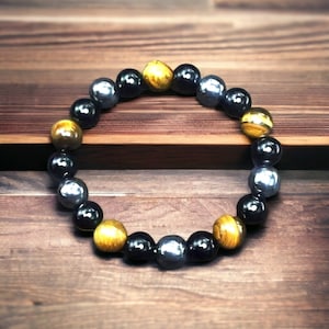 Triple Protection Bracelet - Tiger Eye - Hematite - Obsidian