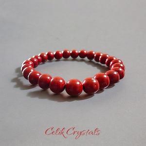Red Jasper Bracelet Stretch Crystal Bracelet 8mm, 10mm Healing Bracelet for Women or Men Natural Stones
