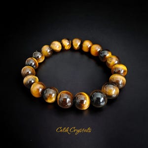 Handcrafted Tiger Eye Crystal Bracelet: Natural Gemstone for Chakra Healing and Energy Balance