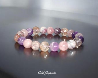 Purple Dream Bracelet: Chevron Amethyst, Rose Quartz & Tourmaline