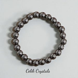Healing Hematite Stretch Bracelet - Natural Stone Jewelry for Grounding and Balance (8mm or 10mm)