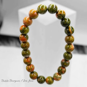 Unakite Bracelet - 8mm Unisex Natural Stones Handmade