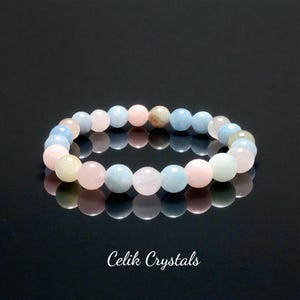 Morganite Bracelet 8mm Healing Crystal Gemstone Beaded Jewelry Natural Stones