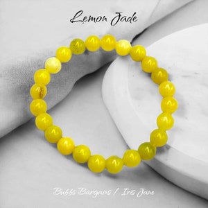 Lemon Jade Bracelet Women Or Men Chakra Bracelet Stretch Beads