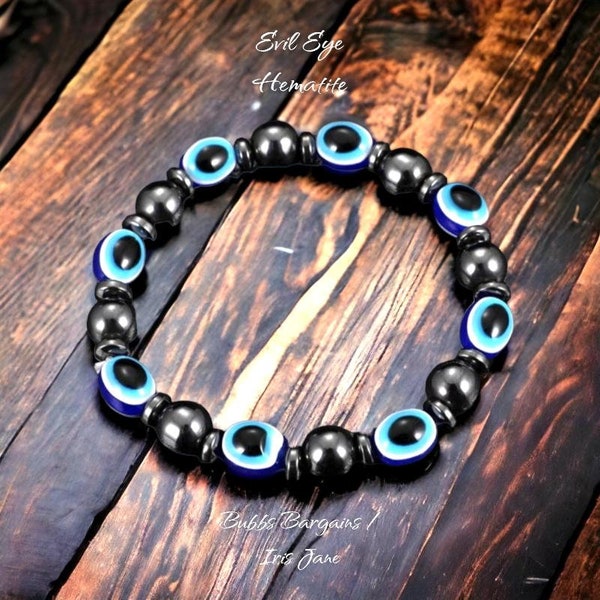 Sale! Evil Eye Hematite Bracelet