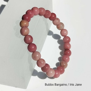 Ten Dollar Limited Time Special! Rhodonite Bracelet 8mm Natural Stones Stretch Beads