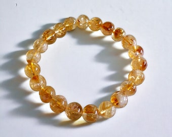 Natural Citrine Crystal Stretch Bracelet - Healing Gemstone Jewelry for Chakra Balance
