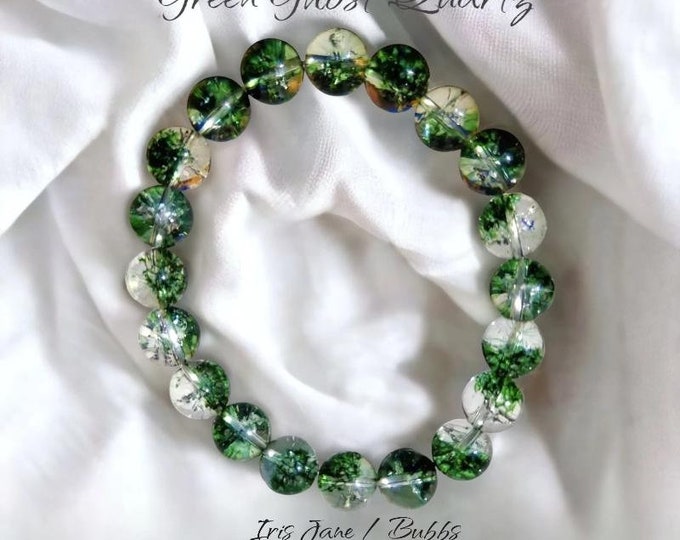 Natural Green Ghost Stone Crystal Quartz Gemstone Specimen Healing