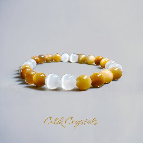 Healing Crystal Energy Stone Bracelet White Tiger Eye Stone