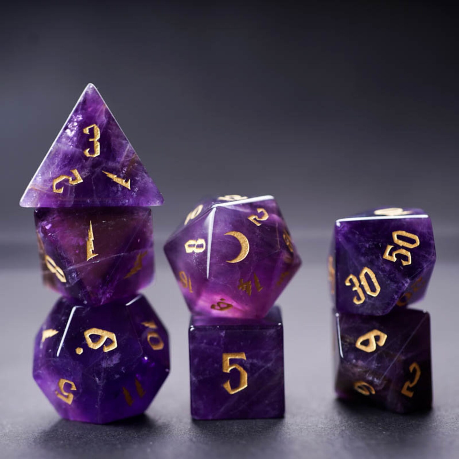 amethyst gemstone polyhedral dice amethyst gemstone polyhedral dice