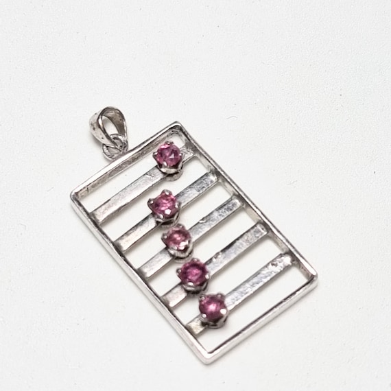 Sterling silver & ruby abacus charm or pendant, v… - image 2
