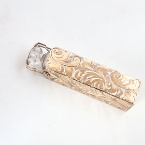 Glass silver perfume bottle in a gold on silver case, vintage 1960s==please see the video--GR/1603