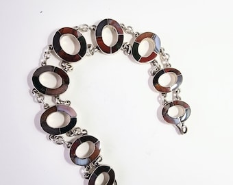 Antique Scottish Agate Bracelet: Sterling Silver Pebble Jewelry. IOR/1637