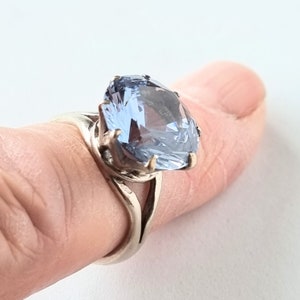 Vintage silver and pale blue created? spinel ring, well made. E/r227