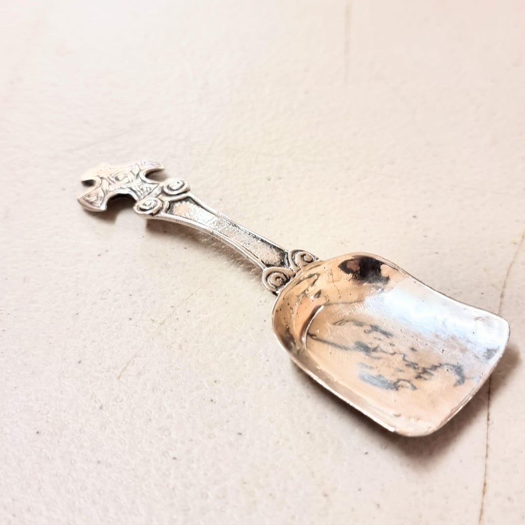 Celtic Cross Topped Tea Caddy Spoon, Sterling Silver, Vintage 1947. Nr ...