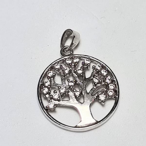 Argent, pendentif Tree of Life, sertissage séss charme, vintage, petit, kr/640