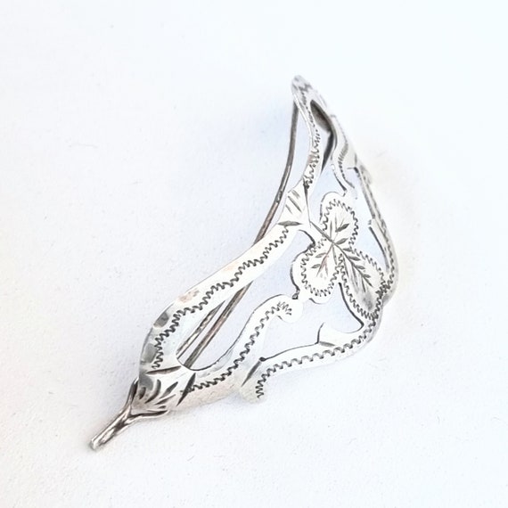 Irish themed sterling silver hair slide, antique.… - image 3