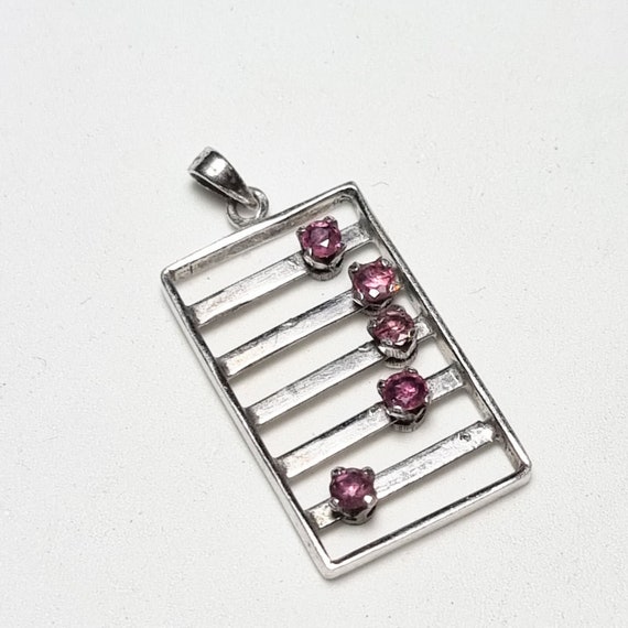 Sterling silver & ruby abacus charm or pendant, v… - image 1