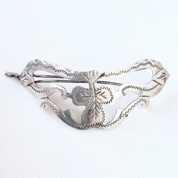 Irish themed sterling silver hair slide, antique.… - image 5