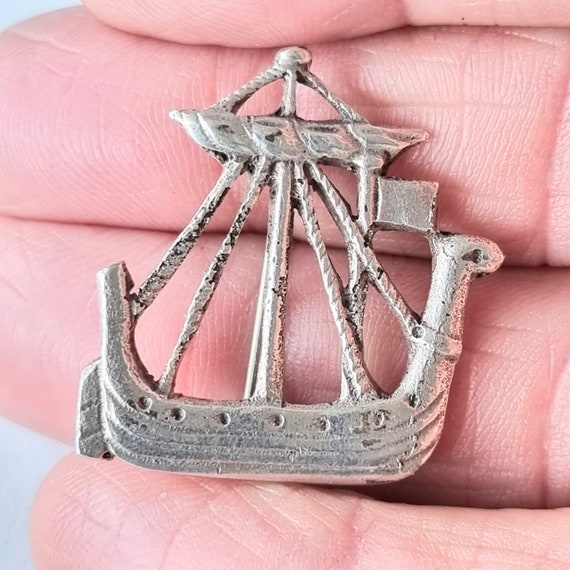 Scottish sterling silver Clan Galley brooch, Thom… - image 3