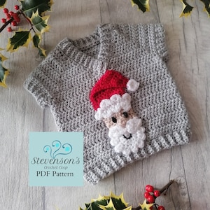 Crochet PATTERN- Mr Claus Christmas Vest (Sizes Newborn to 11-12 Years) Written in English in US Crochet Terms