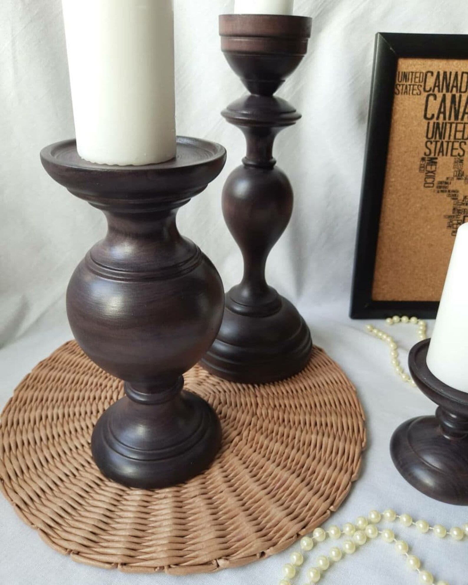 Tall Wooden Candle Holders Large Wooden Candlesticks Etsy