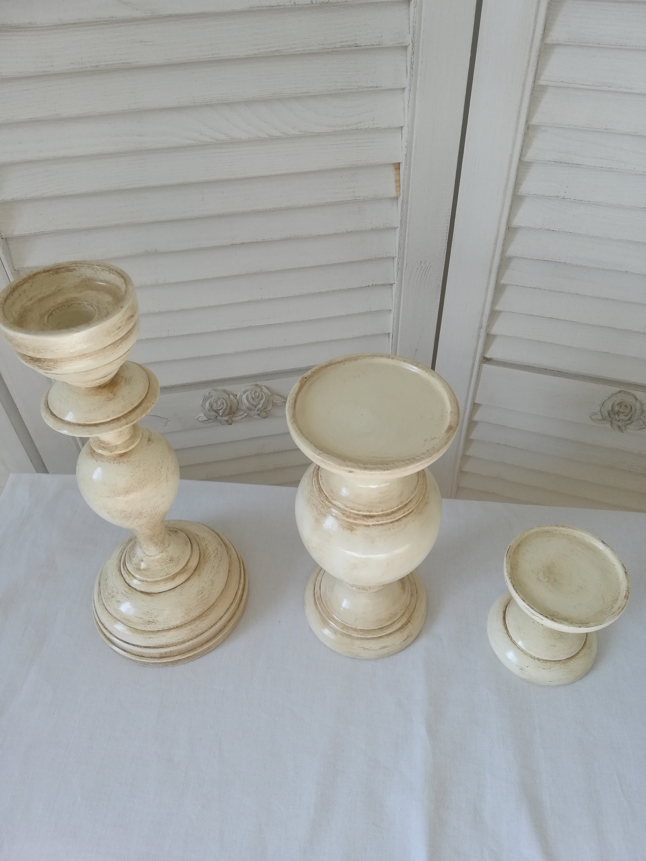 Pilar titulares de velas de madera candelabros de madera | Etsy