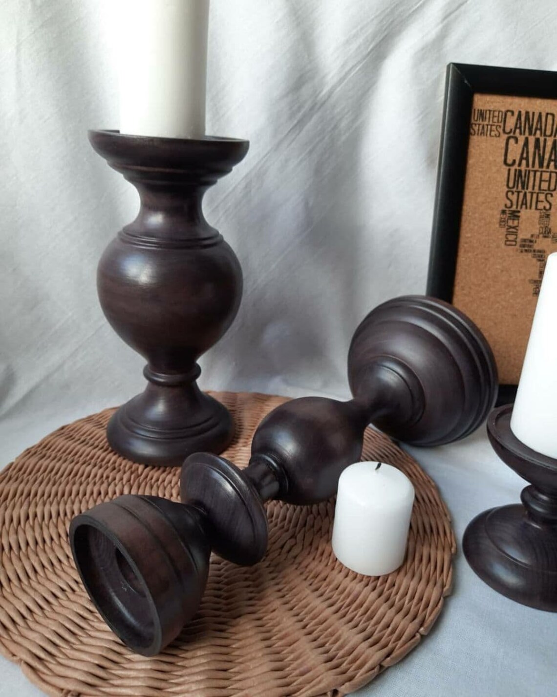 Tall Wooden Candle Holders Large Wooden Candlesticks Etsy