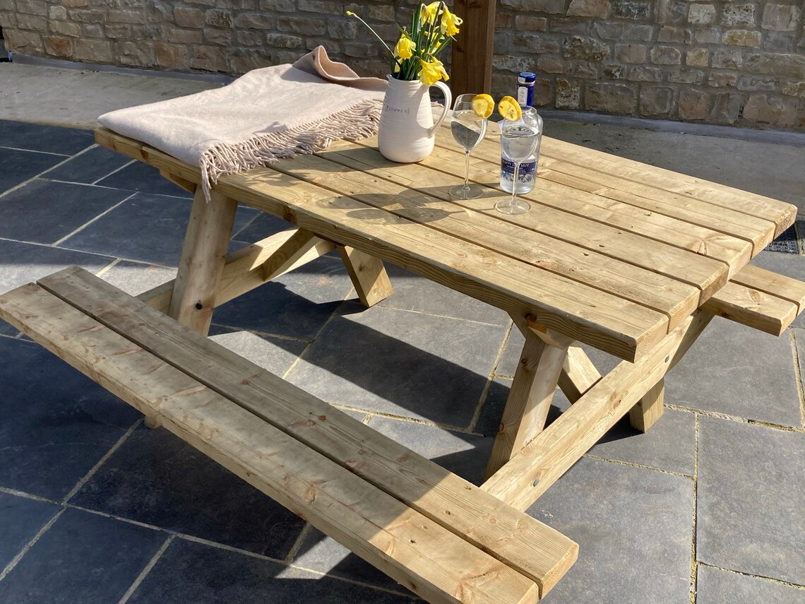 Heavy Duty Wooden Picnic Table Bench Fast Dispatch 46 Seater Etsy UK